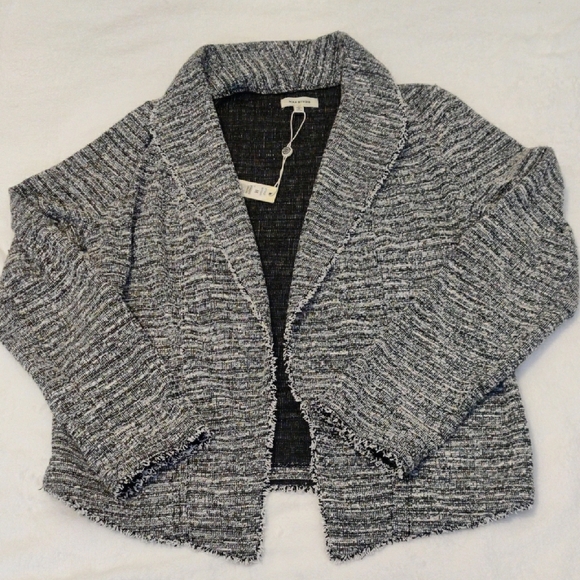 Max Studio. Women's Black and White Tweed Jacket - Picture 3 of 13